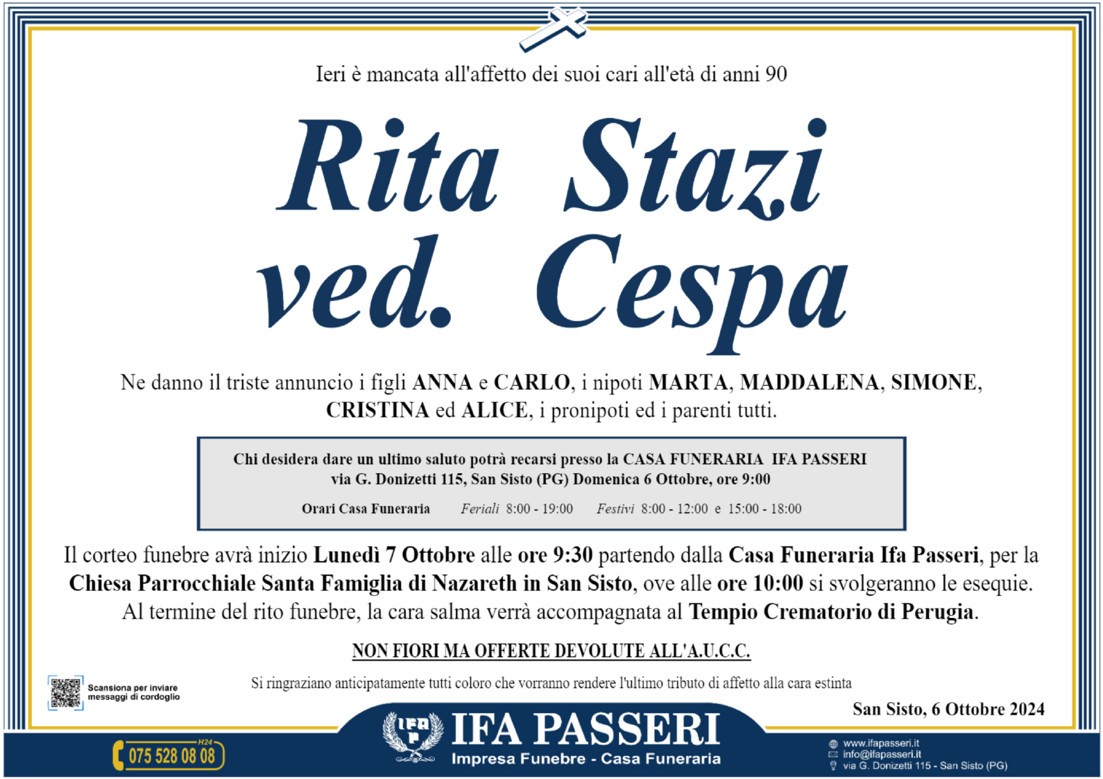 Rita Stazi ved. Cespa