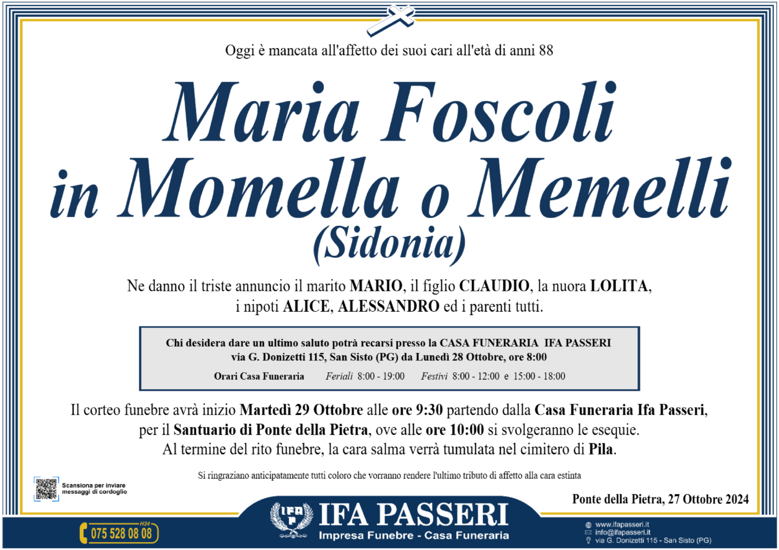 Maria Foscoli in Momella o Memelli