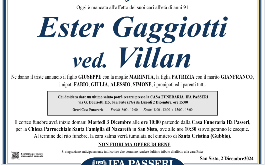 Ester Gaggiotti ved. Villan