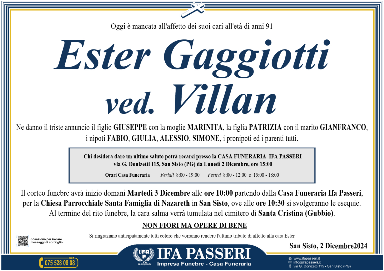 Ester Gaggiotti ved. Villan