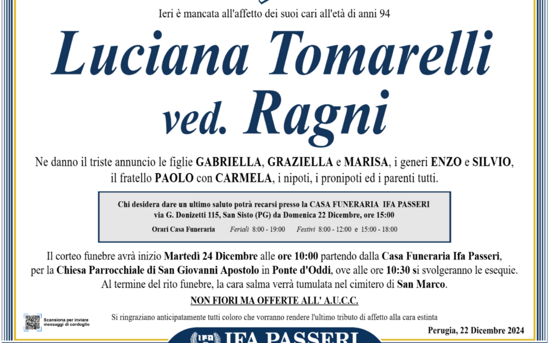 Luciana Tomarelli ved. Ragni