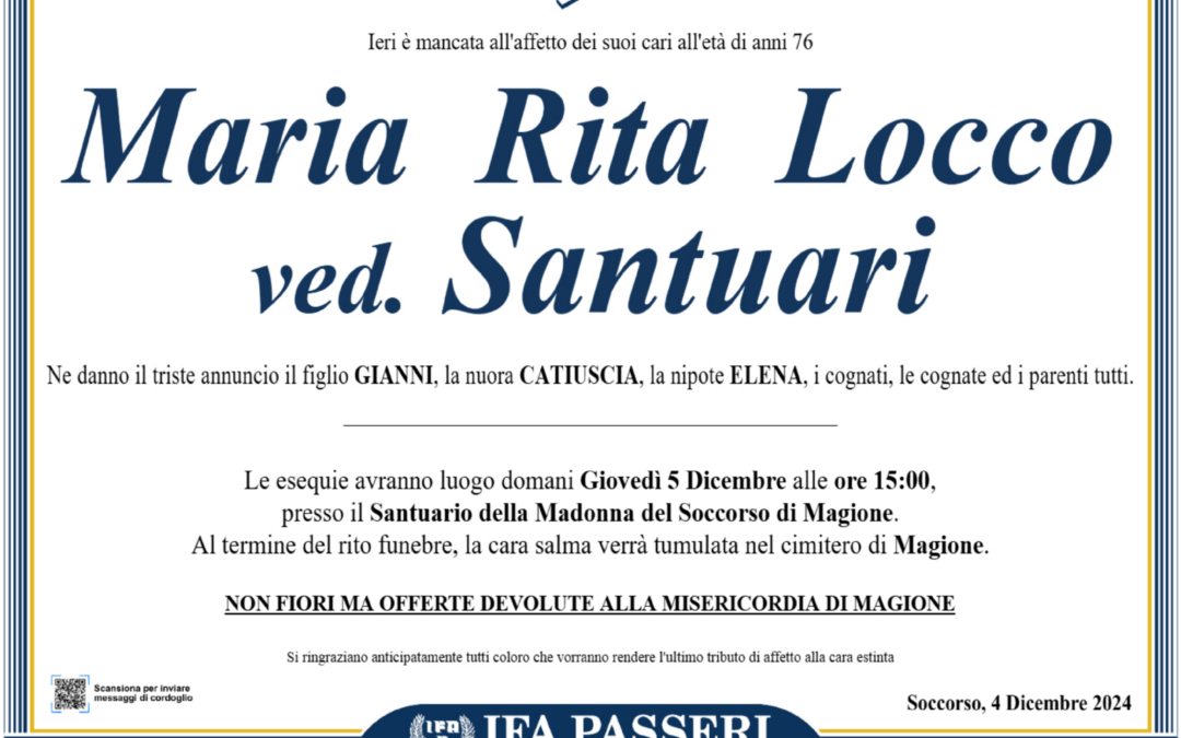 Maria Rita Locco ved. Santuari