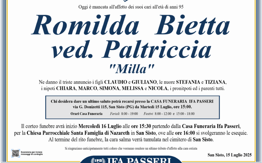 Romilda Bietta ved. Paltriccia “Milla”