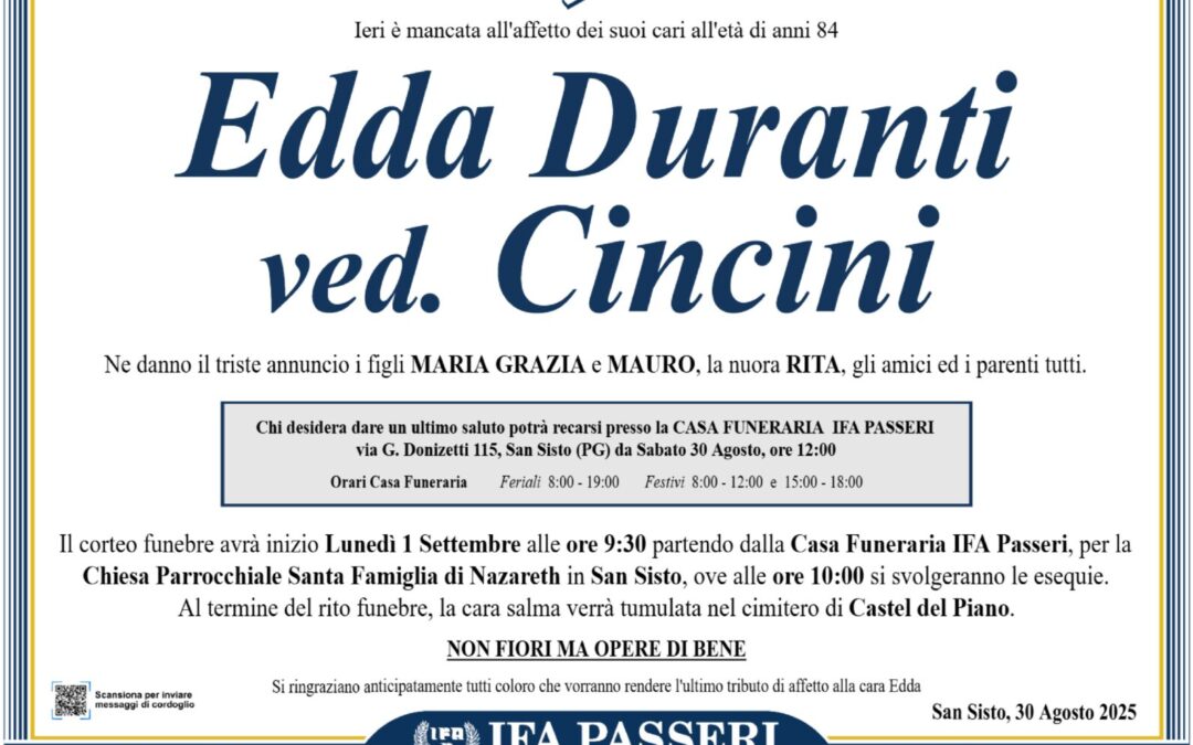 Edda Duranti ved. Cincini