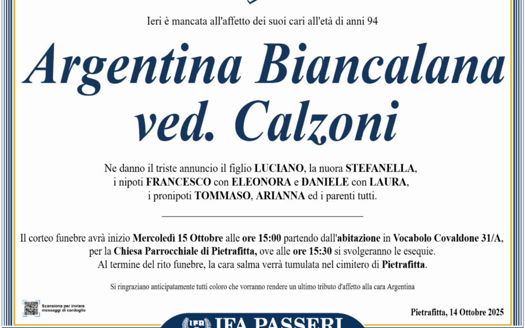 Argentina Biancalana ved. Calzoni