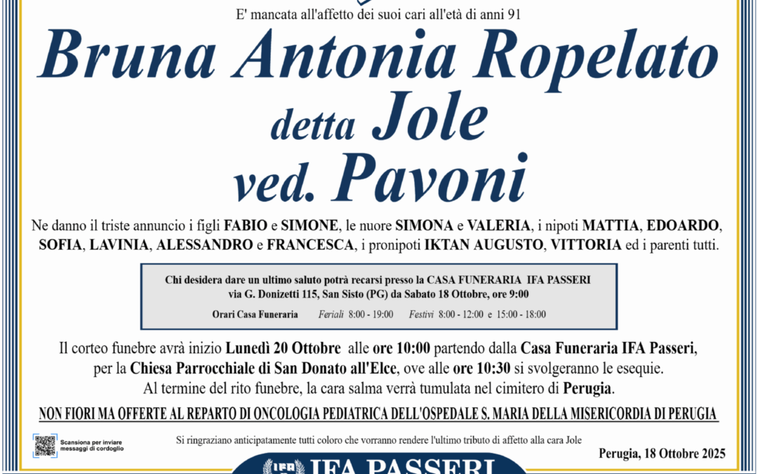 Bruna Antonia Ropelato (Jole) ved. Pavoni