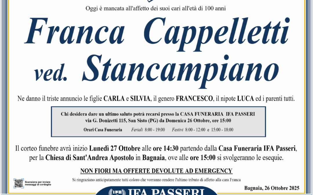 Franca Cappelletti ved. Stancampiano