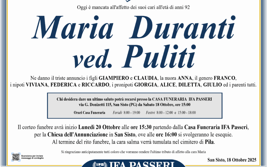 Maria Duranti ved. Puliti