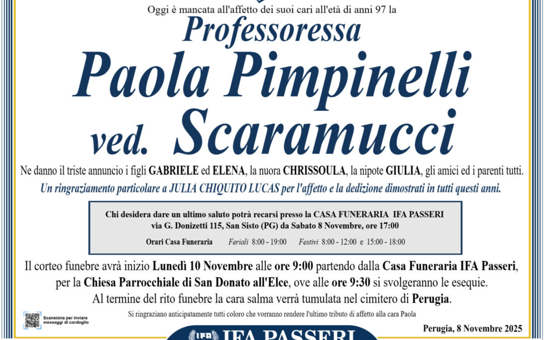 Professoressa Paola Pimpinelli ved.  Scaramucci