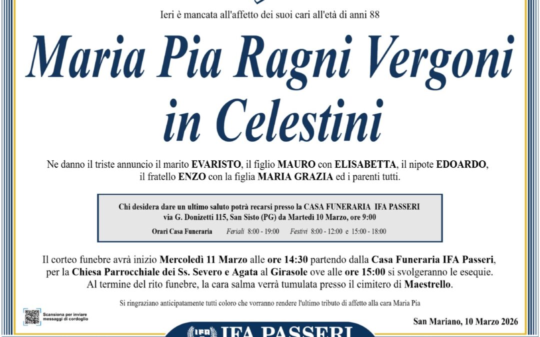 Maria Pia Ragni Vergoni in Celestini