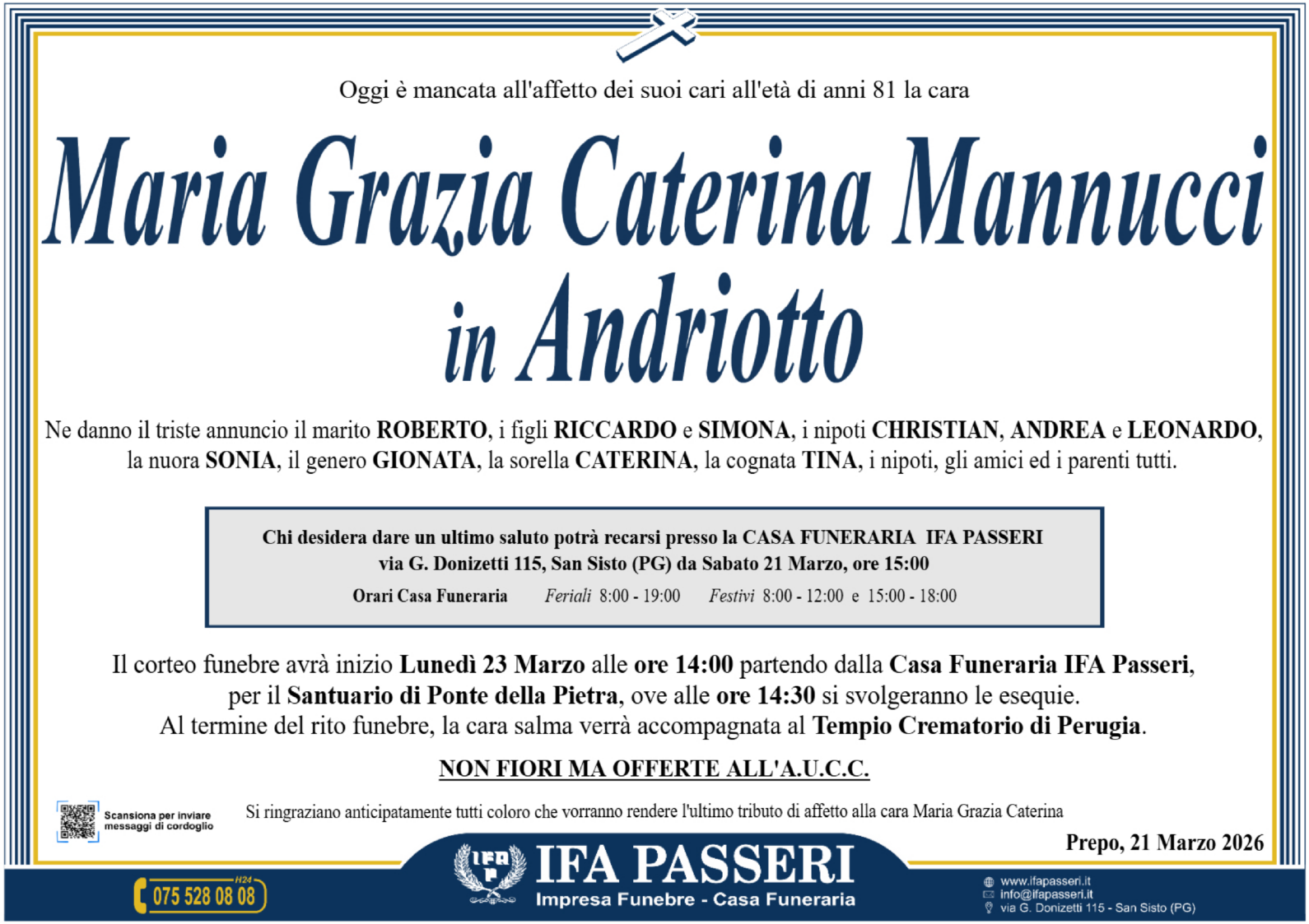 Maria Grazia Caterina Mannucci in Andriotto