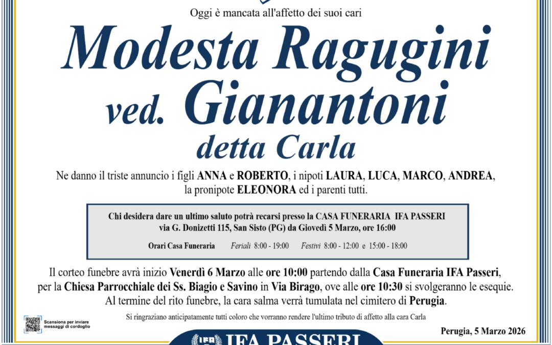 Modesta Ragugini ved. Gianantoni detta Carla