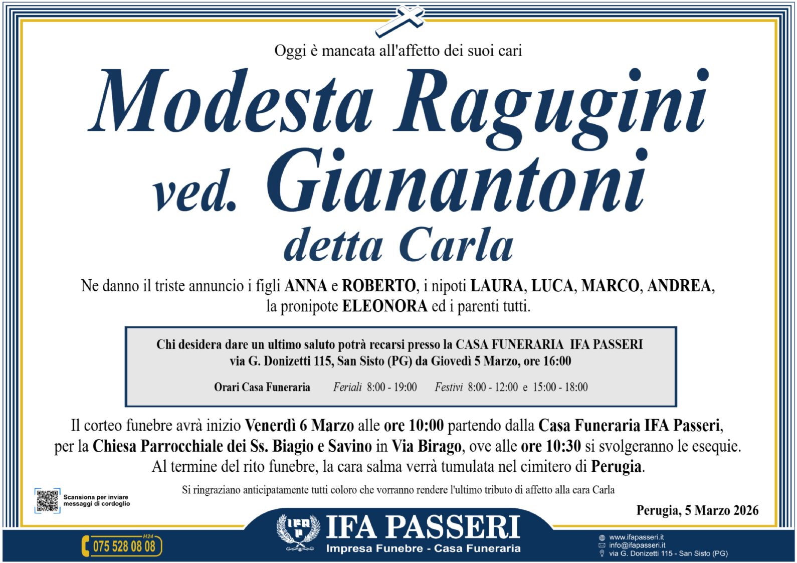 Modesta Ragugini ved. Gianantoni detta Carla