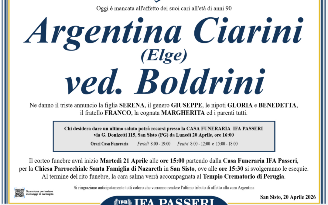 Argentina Ciarini (Elge) ved. Boldrini