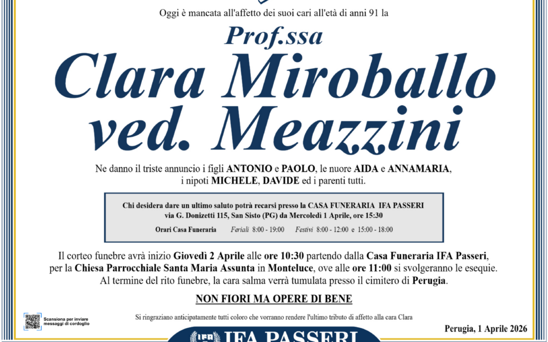 Prof.ssa Clara Miroballo ved. Meazzini