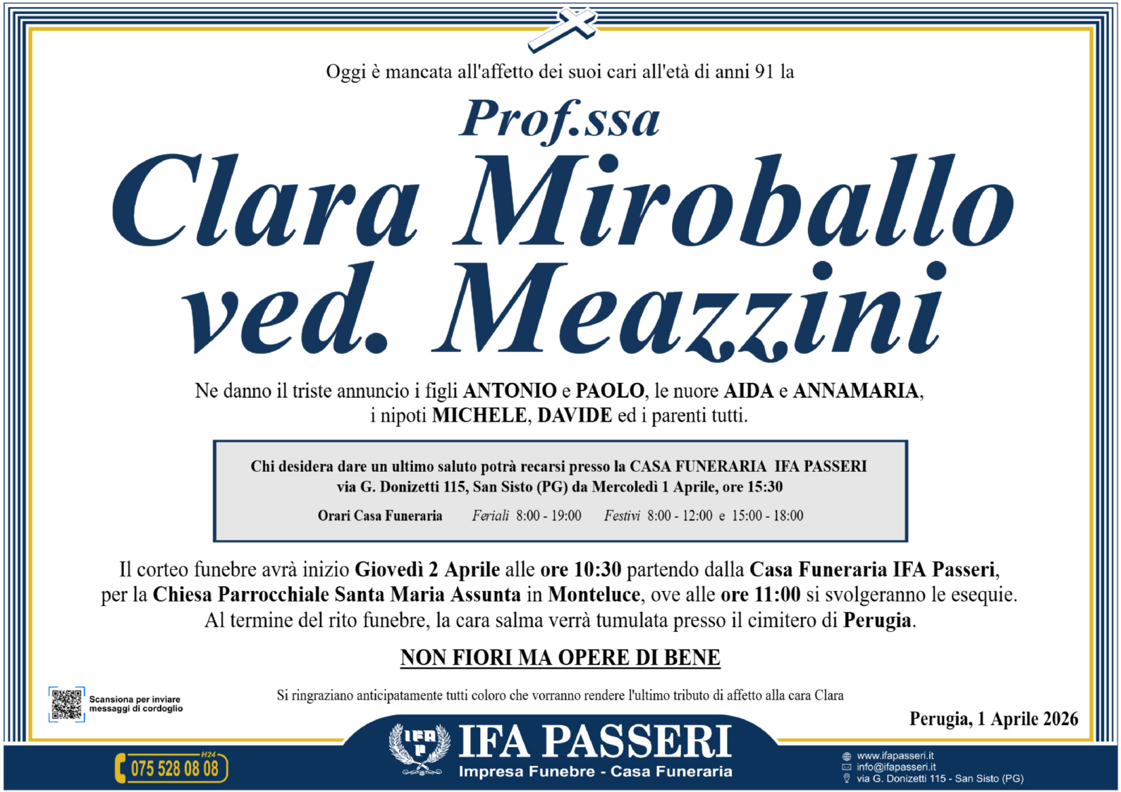 Prof.ssa Clara Miroballo ved. Meazzini