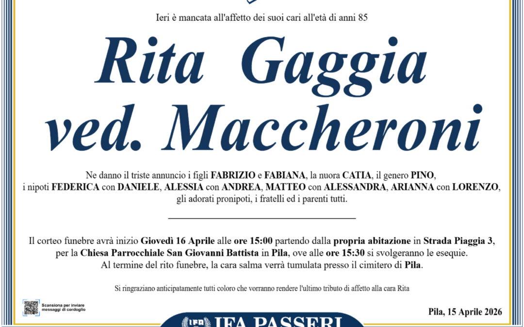 Rita Gaggia ved. Maccheroni