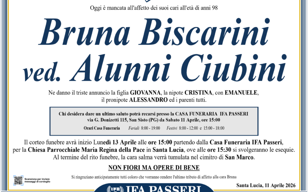 Bruna Biscarini ved. Alunni Ciubini