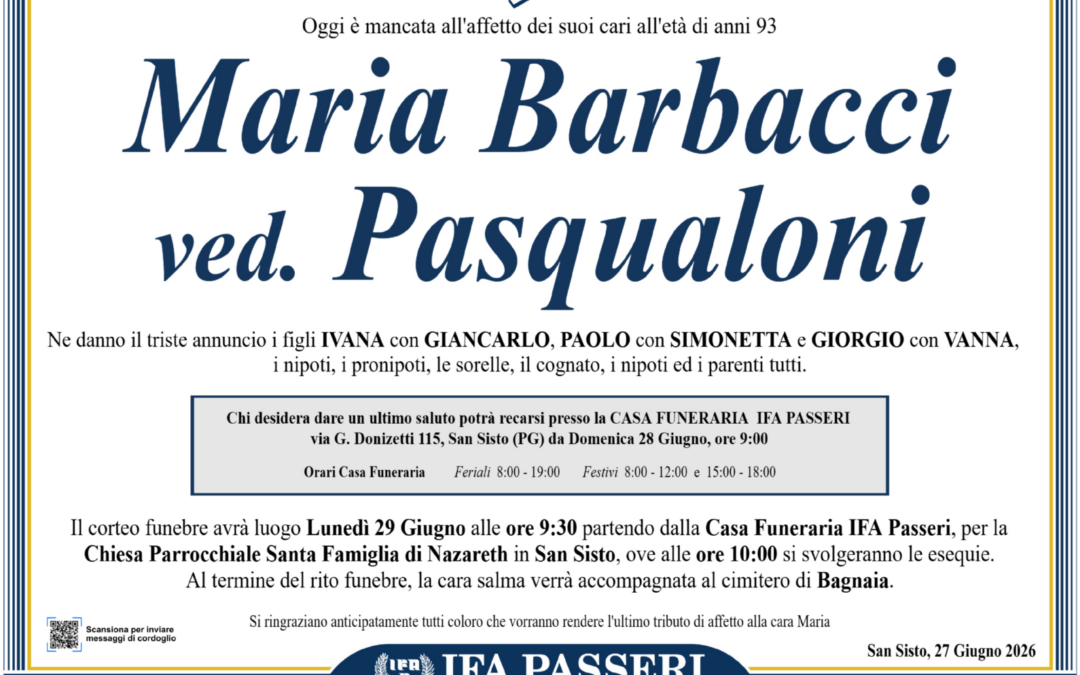 Maria Barbacci ved. Pasqualoni