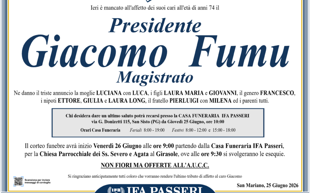 Presidente Giacomo Fumu Magistrato