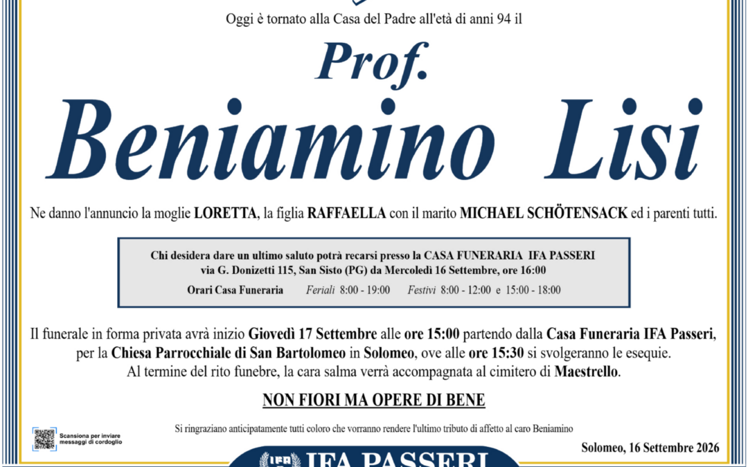 Prof. Beniamino Lisi